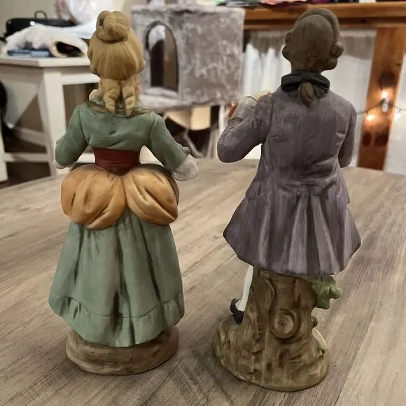 VINTAGE Set of Porcelain Figurines Victorian Man & Woman 9”